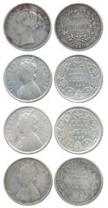 Victoria Queen and Empress, Silver ½ Rupee (4), 1840 Calcutta Mint, continuous legend; 188