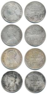 Victoria Empress, Silver Rupee (4), 1885, Calcutta Mint, A1 / I / 'C' incuse. Fine+ to Abo