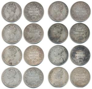 Victoria Empress, Silver Rupee (8), 1885, Bombay Mint, obv A3, rev II, 'B' raised. Fine to
