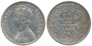 Victoria Empress, Silver Rupee, 1886, Calcutta Mint, C2 / I / 'C' incuse, Mule. Unlisted, 