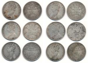 Victoria Empress, Silver Rupee (6), 1890, Bombay Mint, C2 / I / 'B incuse. About Very Fine
