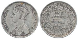 Victoria Empress, Silver Rupee, 1898, Calcutta Mint, C3 / I / 'C' incuse. Scarce.