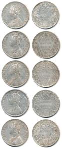 Victoria Empress, Silver Rupee (5), 1900, Bombay Mint, A3 / I / 'B' incuse. Fine+ to Very 