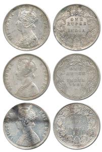 Victoria Empress, Silver Rupee (3), 1901, C / I / 'C' incuse, C / I / 'B' incuse and A / I