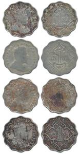 Edward VII, Cupro-nickel 1 Anna (4), 1907, 1908, 1909 and 1910. About Fine to Fine+, Scarc