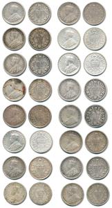 George V, Silver ¼ Rupee (16), 1913 (2), 1914 (2), 1915 (2) (Rare), 1918, 1919, 1925, 1926
