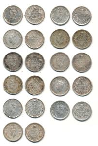 George VI, Silver and Half Silver ¼ Rupee (11), 1939 Calcutta Mint, 1940 Calcutta Mint, 19