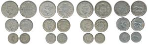 George VI, half Silver Rupee, ½ & 1/4; complete sets of 1940, 1942 & 1944; Rupee, ½ and 1/