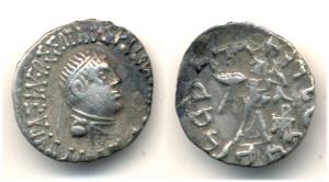 Indo Greek, Apollodotus II, Silver Drachm, Taxila Mint, Bilingual legend, Greek on obv.; P