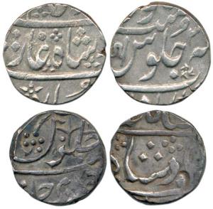 Ahmedabad and Chandor Mints, Silver Rupee, in the name of Shah Alam II. Very Fine. (2)