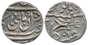 Silver Rupee, 10.9g, Daulatgarh Mint, in the name of Muhammad Akbar II, RY 18, (KM C27). E