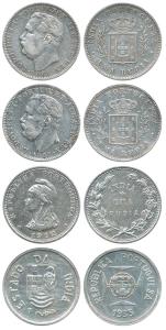 Silver Rupee (4), Ludwig 1881 and 1882; 1912 and 1935. (KM# 312, 18 and 22). Very Fine to 