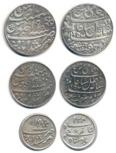 Murshidabad Mint, Silver Rupee, ½ and 1/4, in the name of Shah Alam II, straight milling. 