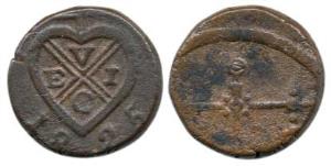 Copper ½ Pice, 1825, EIC bale mark on obv.; scales on rev. (Prid 187). Fine+.