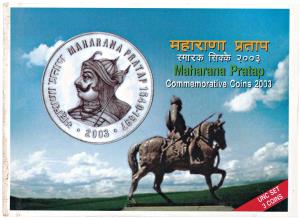 2003 Proof Set, Maharana Pratap, set of 3 pcs. Rupee 1 to Rupees 100. Within original pack