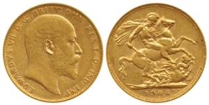 Australia, Edward VII, Gold Sovereign, 8g, 1906, rev. P mint mark for Perth Mint, (KM 805)