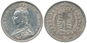 Great Britain, Victoria, Silver ½ Crown, 1887. About Uncirculated, Rare.