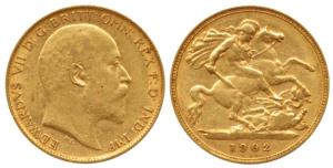 Great Britain, Edward VII, Gold ½ Sovereign, 4g, 1902, (KM 804). Very Fine+.