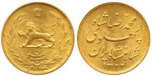 Iran, Gold Pahlavi, 8.13g, 1324 SH (AD 1945), obv. legend Muhammad Reza Shah, (KM 1148). U
