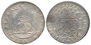 Spanish, Silver Dollar or 8 Reals, 1735. Extremely Fine, Rare date.