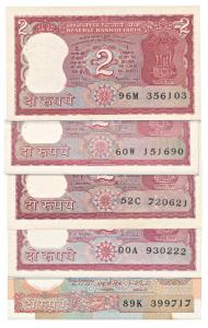 Rupees 2, complete set of 36 different notes with different dates and signatures (Jhun 2.1