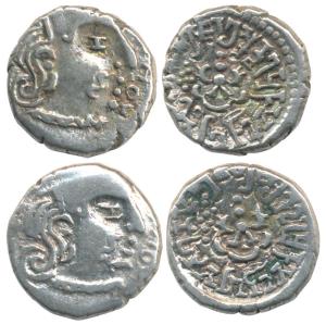 Guptas, Skandagupta, Silver Drachma (2), rev. stylized garuda with legend around Parmbhaga