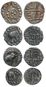 Gujarat, Jayasimha Siddharaja, Silver Masha (3), obv. elephant to right; rev. legend Srima