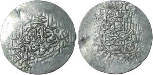 Humayun, Silver Shahrukhi, Agra Mint, Kalima with names of the four Caliphs around on obv.