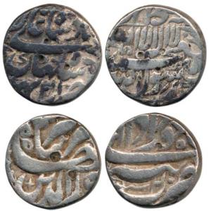 Jahangir, Silver Rupee, Tatta Mint, Ilahi 20, Month Khurdad; Shahjahan, Bhakkar Mint, Kali