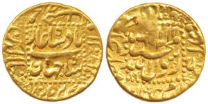 Shah Jahan, Gold Mohur, 10.96g, Burhanpur Mint, AH 1060/24, inscriptions within beaded squ