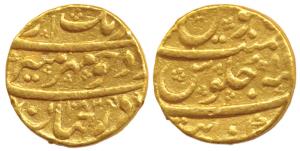 Aurangzeb, Gold Mohur, 11g, Kambayat Mint, AH1082/1 (KM 315.27). Fine+.