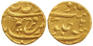 Farrukhsiyar, Gold Mohur, 11g, mint off-flan, RY 2 (KM 390). Very Fine.