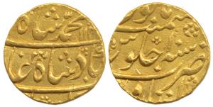 Muhammad Shah, Gold Mohur, 10.92g, Itawa Mint, AH 1141/10 (KM 438.10). Extremely Fine, Rar