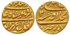 Alamgir II, Gold Mohur, 10.87g, Dar ul-Khilafat Shahjahanabad Mint, RY 3 (KM 465.1). About