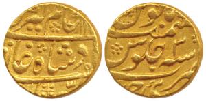 Mughal issue, Sawai Jaipur Mint, Gold Mohur, 10.86g, in the name of Alamgir II, RY 3 (KM 2