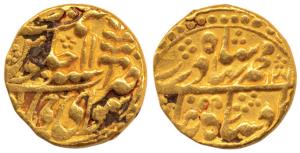 Mughal issue, Sawai Jaipur Mint, Gold Mohur 10.83 g, in the name of Bahadur Shah II, AH 12
