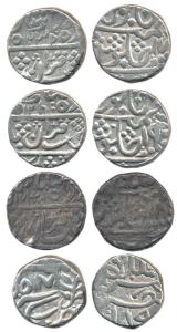 Pratap Pal, Silver Rupee (4), Karauli Mint, AH 189X/11713/8, 1239/17AH, 1239/18 (9 inverte