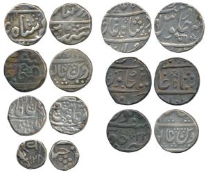 Silver Rupee (6); Gwalior (3), Mewar, Baroda (2); Baroda ½ Rupee. Fine+ to Very Fine. (7)