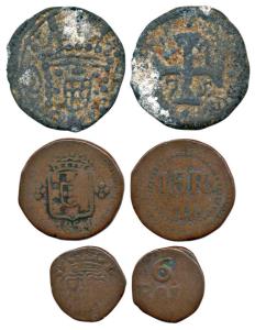 Goa, Lead 5 Bazarucos 1775, Copper 6 Reis and 15 Reis 1854. Fine.