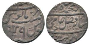 Azimabad Mint, Silver Rupee, in the name of Shah Alam II, trident as a mint mark, RY 9. Ab