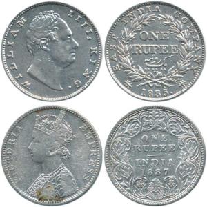 William IV, Silver Rupee, 1835, obv. B, rev. II, 20 Berries, no initials; Victoria Empress