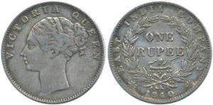 Victoria Queen, Silver Rupee, 1840, continuous legend, Calcutta Mint, obv. Indian head, re