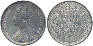Victoria Empress, Silver Rupee, 1883, Bombay Mint, A3/I/ 'B' raised and dot. Very Fine, Ve