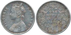Victoria Empress, Silver Rupee, 1885, Bombay Mint, A3/IV/ 'B' raised. Fine+, Unlisted, Ver