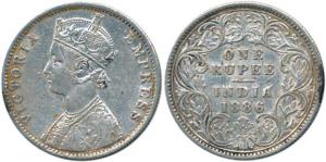 Victoria Empress, Silver Rupee, 1886, Calcutta Mint, C2/I/ 'C' incuse. Fine+, Unlisted, Ve