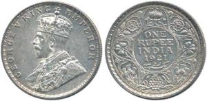 George V, Silver Rupee, 1921, Bombay Mint. About Uncirculated, Scarce.