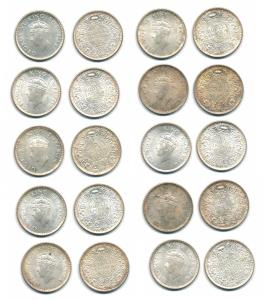George VI, Silver ¼ Rupee (10), 1939. Extremely Fine to Uncirculated