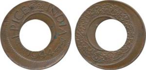 Copper Pice, 1944, Error slight off center. Very Fine+, Rare.