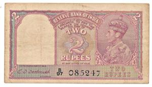 George VI, Rupees 2, 1944, signed C. D. Deshmukh, (Jhun 2.2). Very Fine.