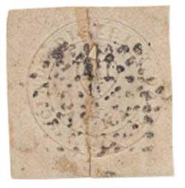 1852 The Famous White Scinde Dawk ½ a., SG S1, Cut —Square copy with good to large margins